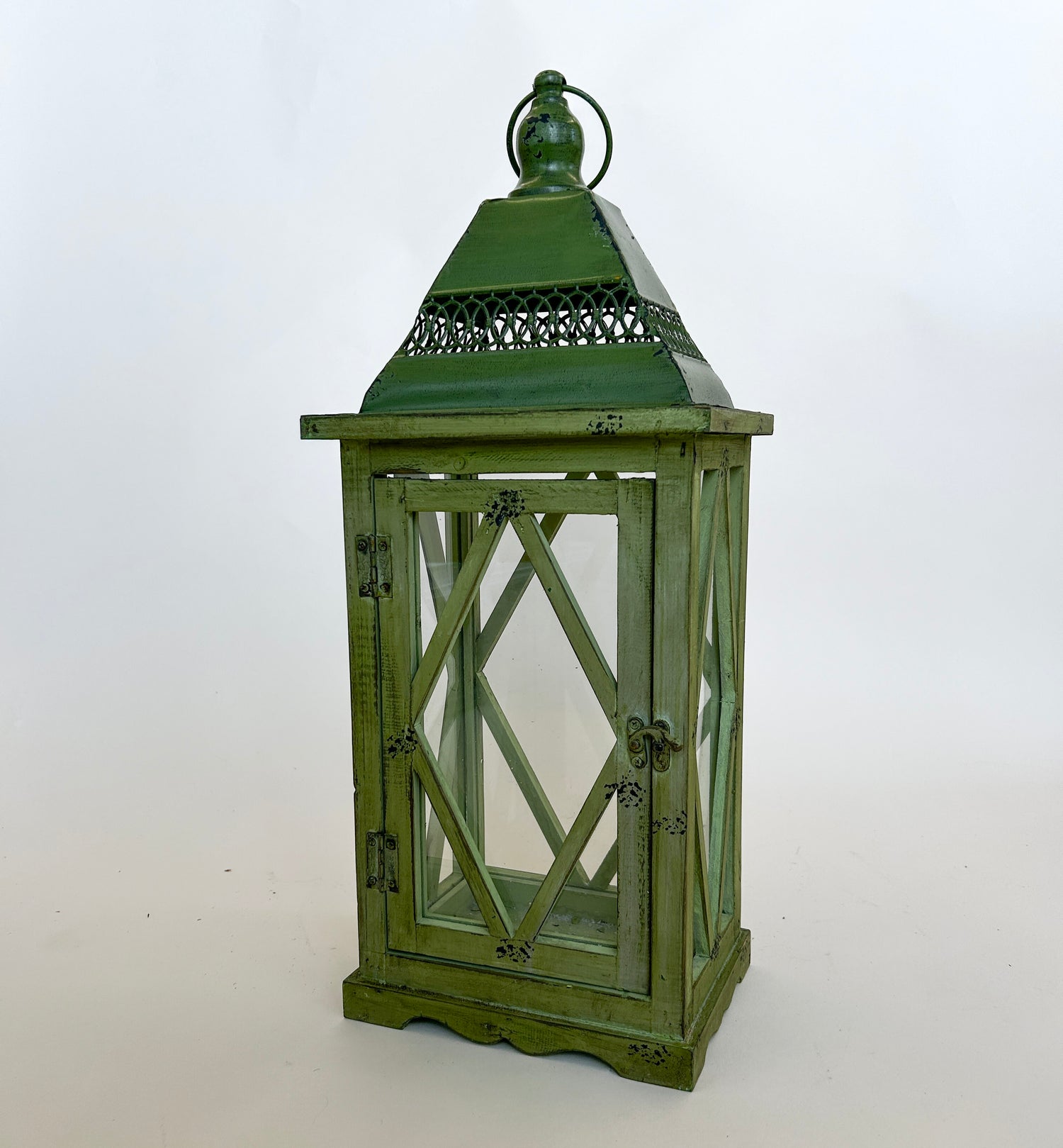 LANTERNE VERT ANTIQUE